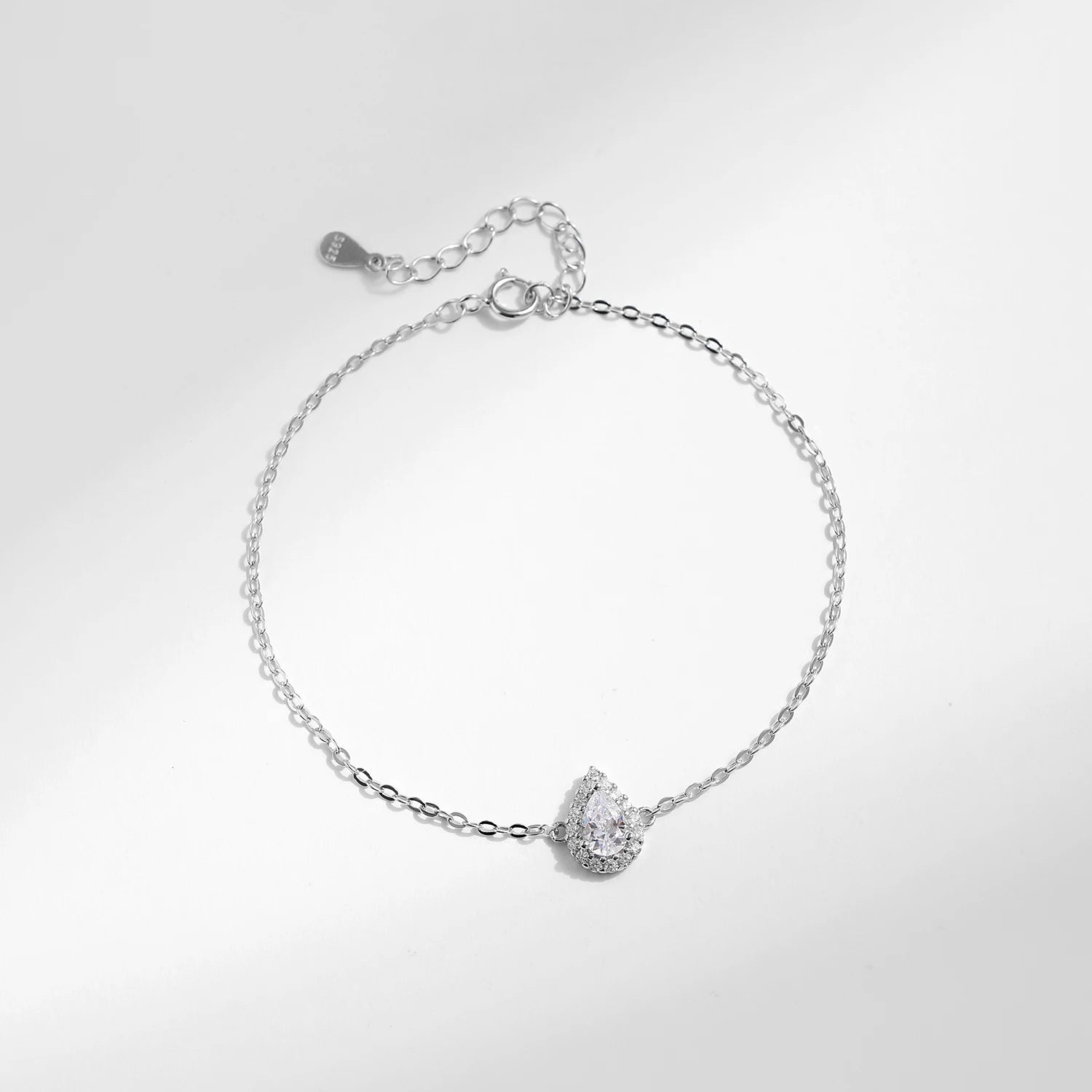 Vixonna Women's Pear Cut CZ Link Chain Bracelet 925 Silver