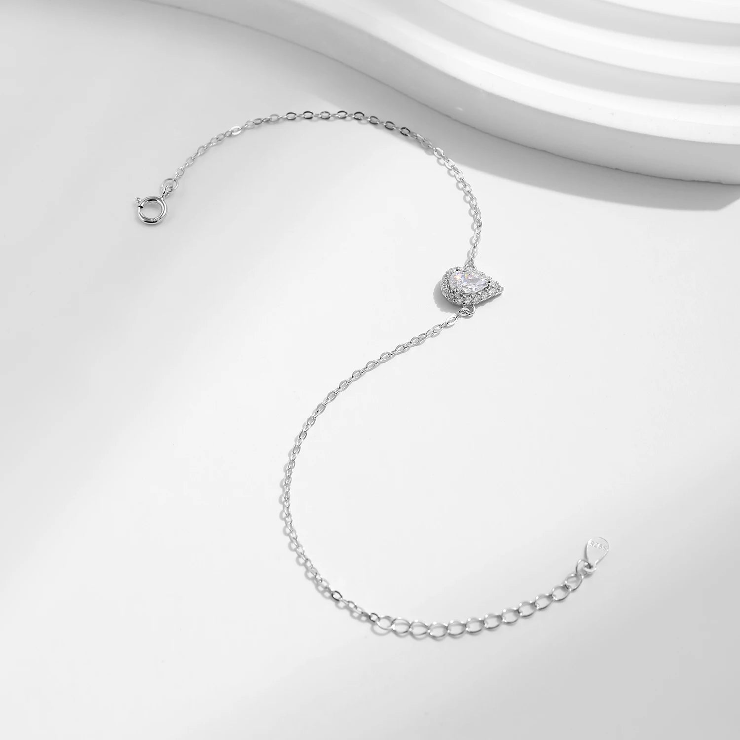 Vixonna Women's Pear Cut CZ Link Chain Bracelet 925 Silver