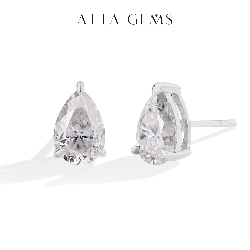 Vixonna Women's Pear Cut Moissanite Stud Earrings 925 Silver D Color VVS1