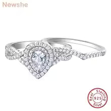 Vixonna Women's Pear Cut Moissanite Wedding Ring Set 925 Silver Teardrop