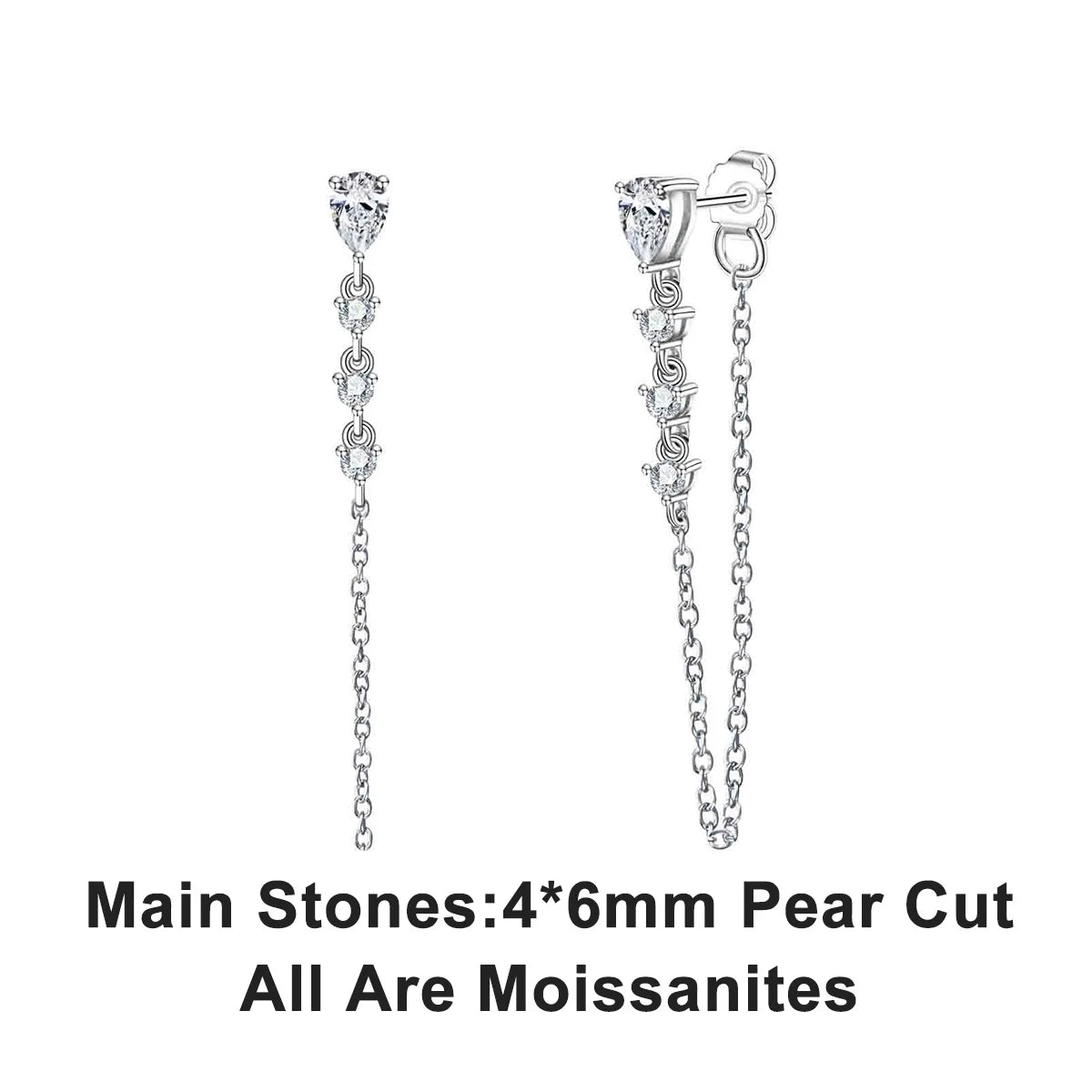 Vixonna Women's Pear Moissanite Drop Earrings 925 Silver D Color 1cttw