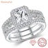 Vixonna Women's Radiant Cut Moissanite Wedding Ring Set 925 Silver 3ct D Color