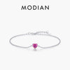 Vixonna Women's Rose Red Zirconia Heart Link Chain Bracelet 925 Silver