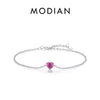 Vixonna Women's Rose Red Zirconia Heart Link Chain Bracelet 925 Silver