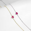 Vixonna Women's Rose Red Zirconia Heart Link Chain Bracelet 925 Silver