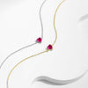 Vixonna Women's Rose Red Zirconia Heart Link Chain Bracelet 925 Silver