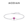 Vixonna Women's Rose Red Zirconia Heart Link Chain Bracelet 925 Silver