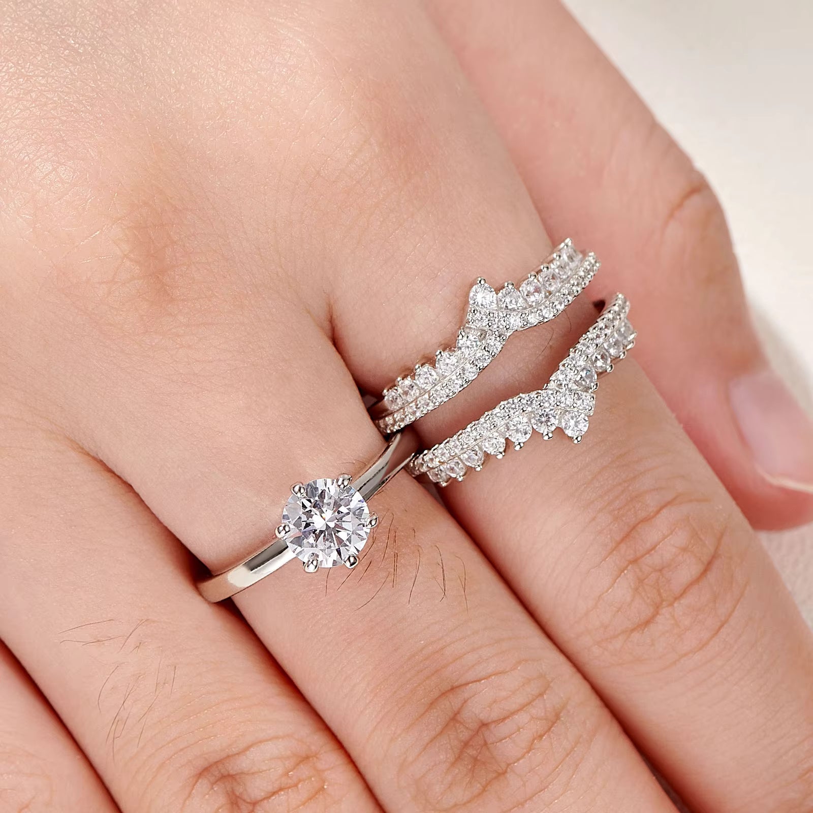 Vixonna Women's Round Cut Bridal Wedding Ring Set 925 Silver 1.8ct