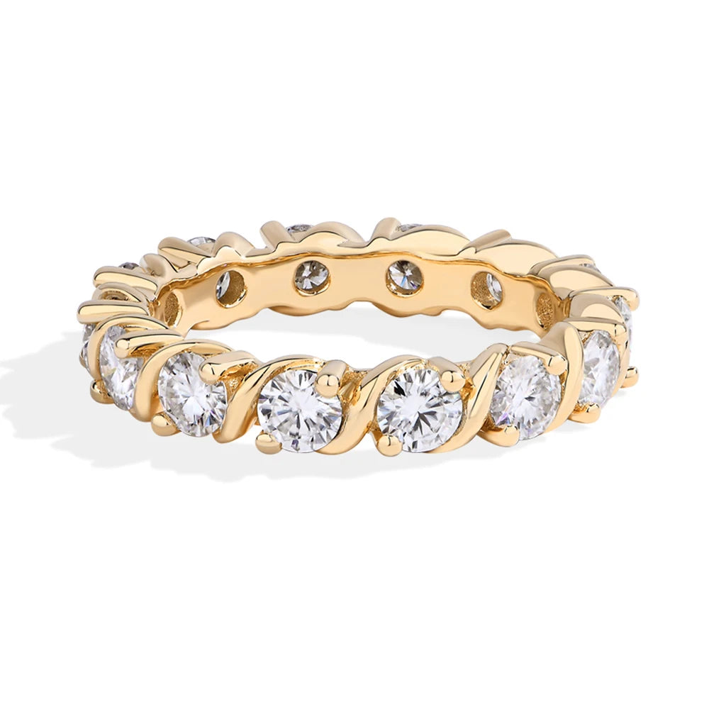 Vixonna Women's Round Cut Moissanite Eternity Wedding Ring 925 Silver D Color