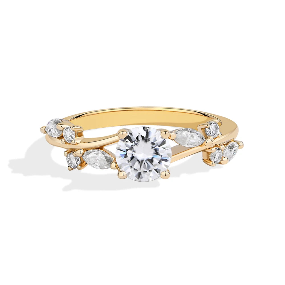Vixonna Women's Round Moissanite Ring 925 Silver D Color VVS1 Vine