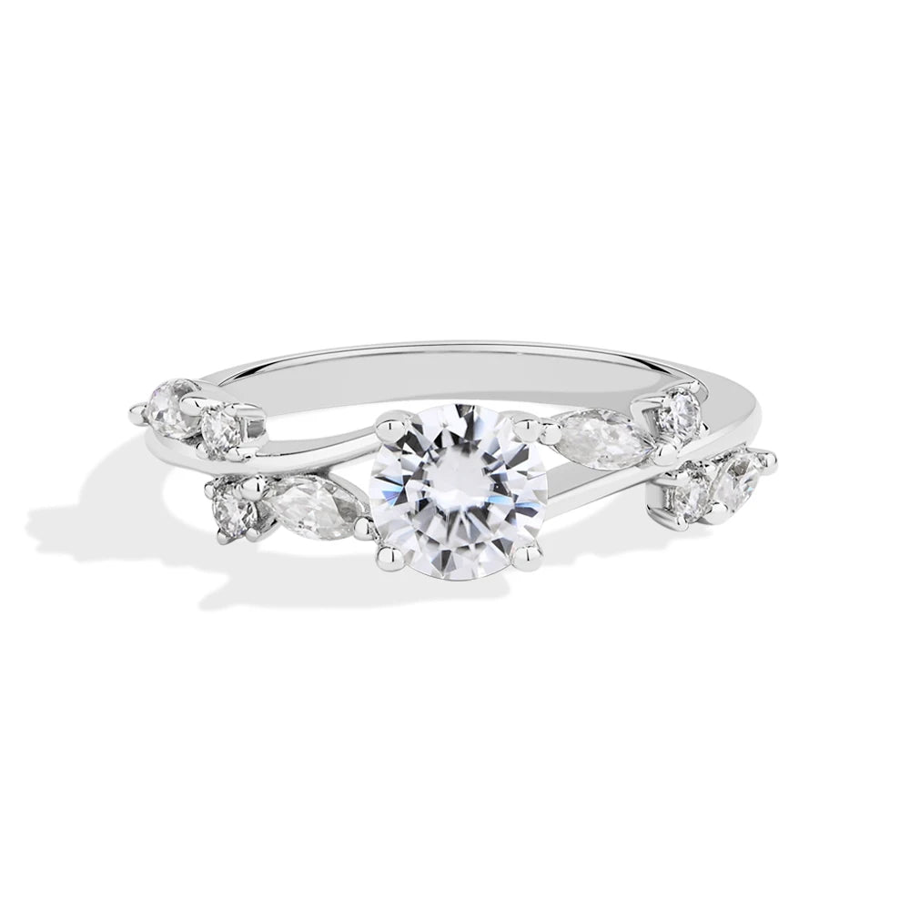 Vixonna Women's Round Moissanite Ring 925 Silver D Color VVS1 Vine