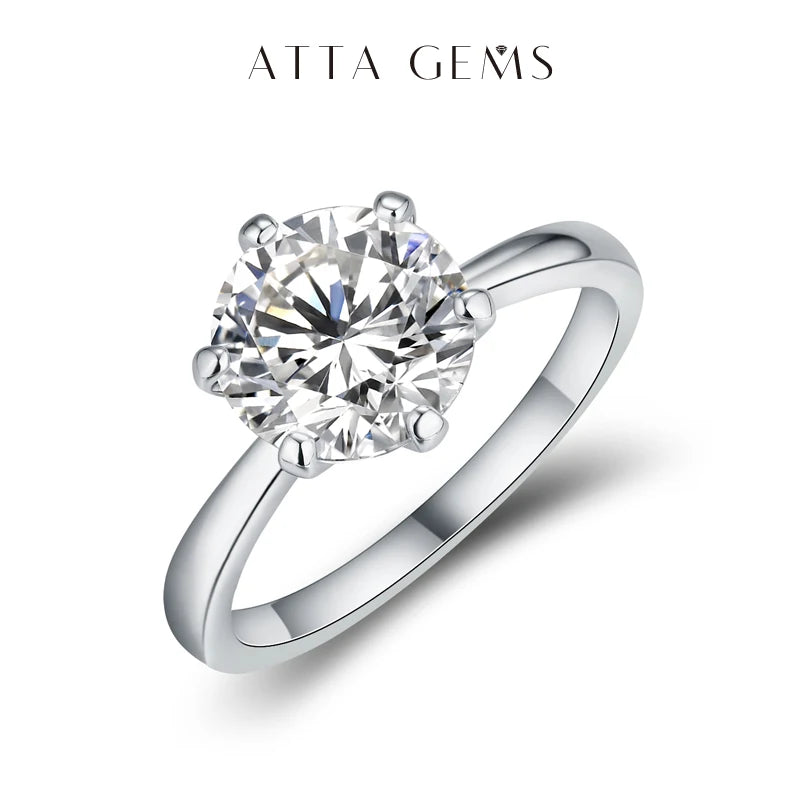 Vixonna Women's Round Moissanite Solitaire Ring 925 Silver D Color VVS1