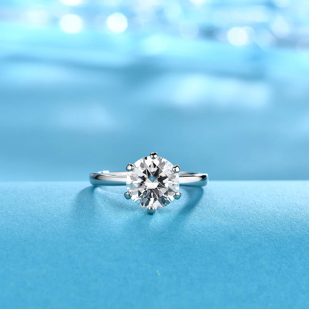 Vixonna Women's Round Moissanite Solitaire Ring 925 Silver D Color VVS1