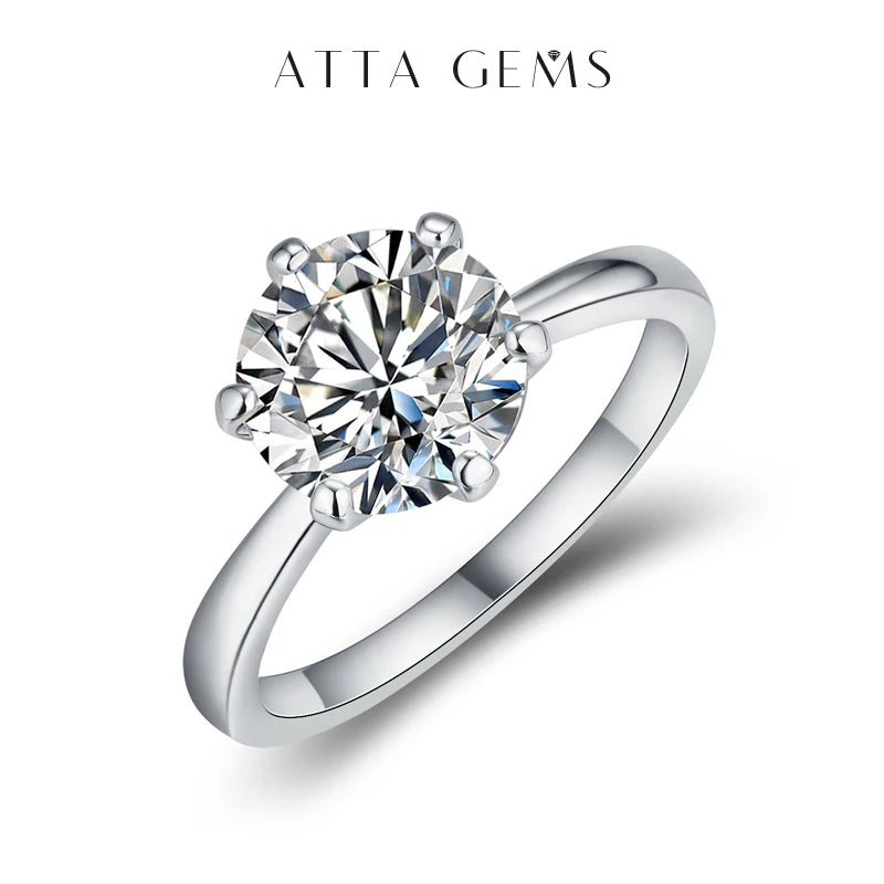 Vixonna Women's Round Moissanite Solitaire Ring 925 Silver D Color VVS1
