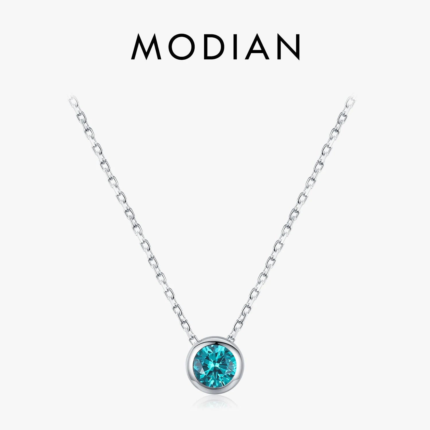 Vixonna Women's Round Zirconia Pendant Necklace 925 Silver White Gold