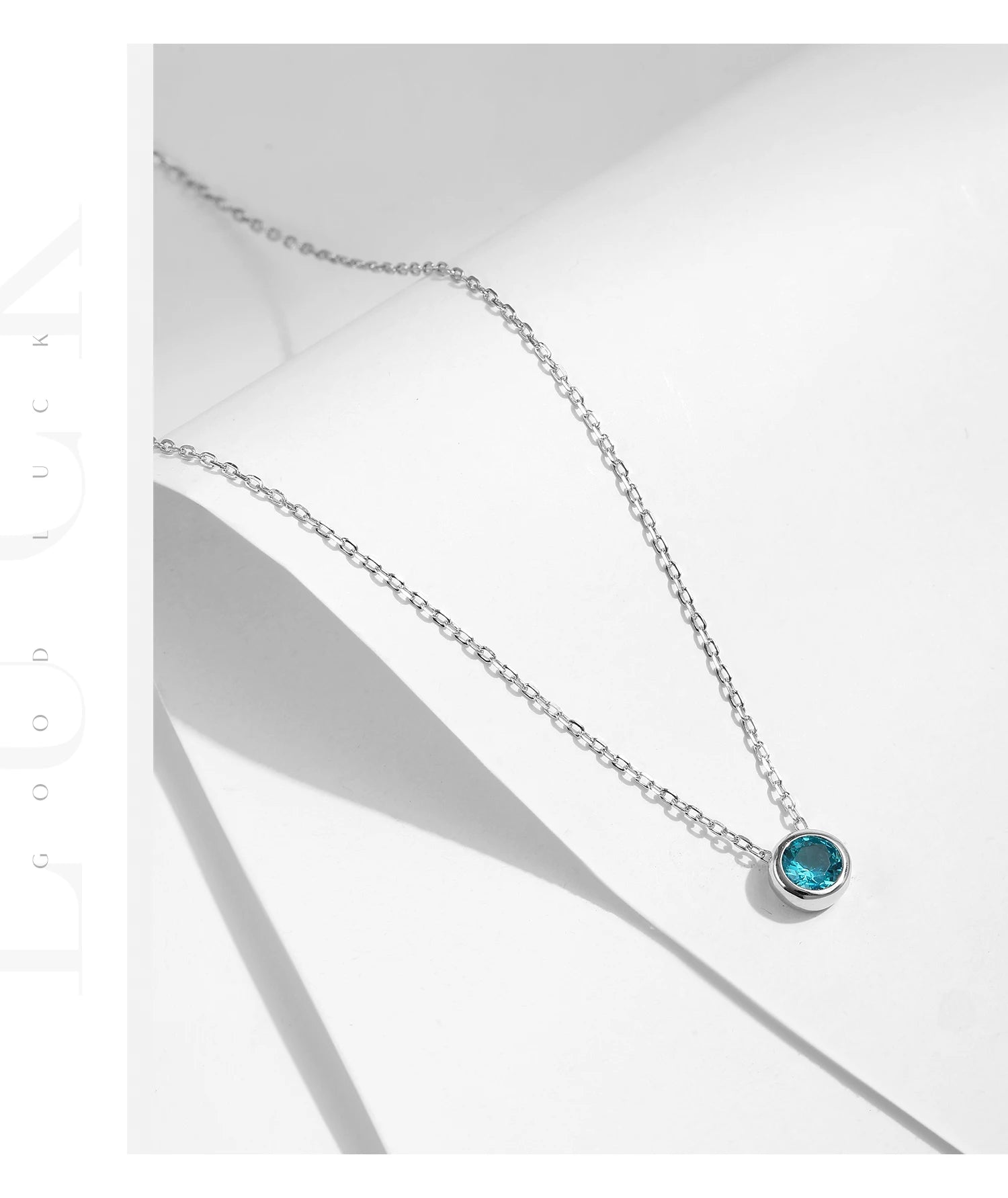 Vixonna Women's Round Zirconia Pendant Necklace 925 Silver White Gold