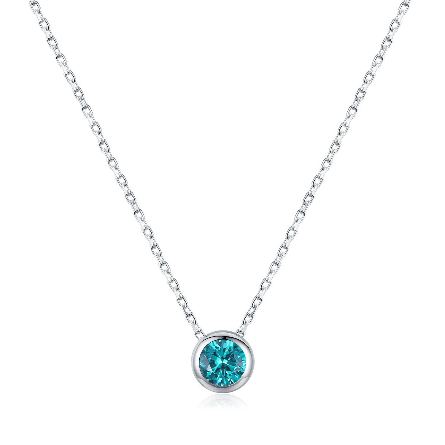 Vixonna Women's Round Zirconia Pendant Necklace 925 Silver White Gold