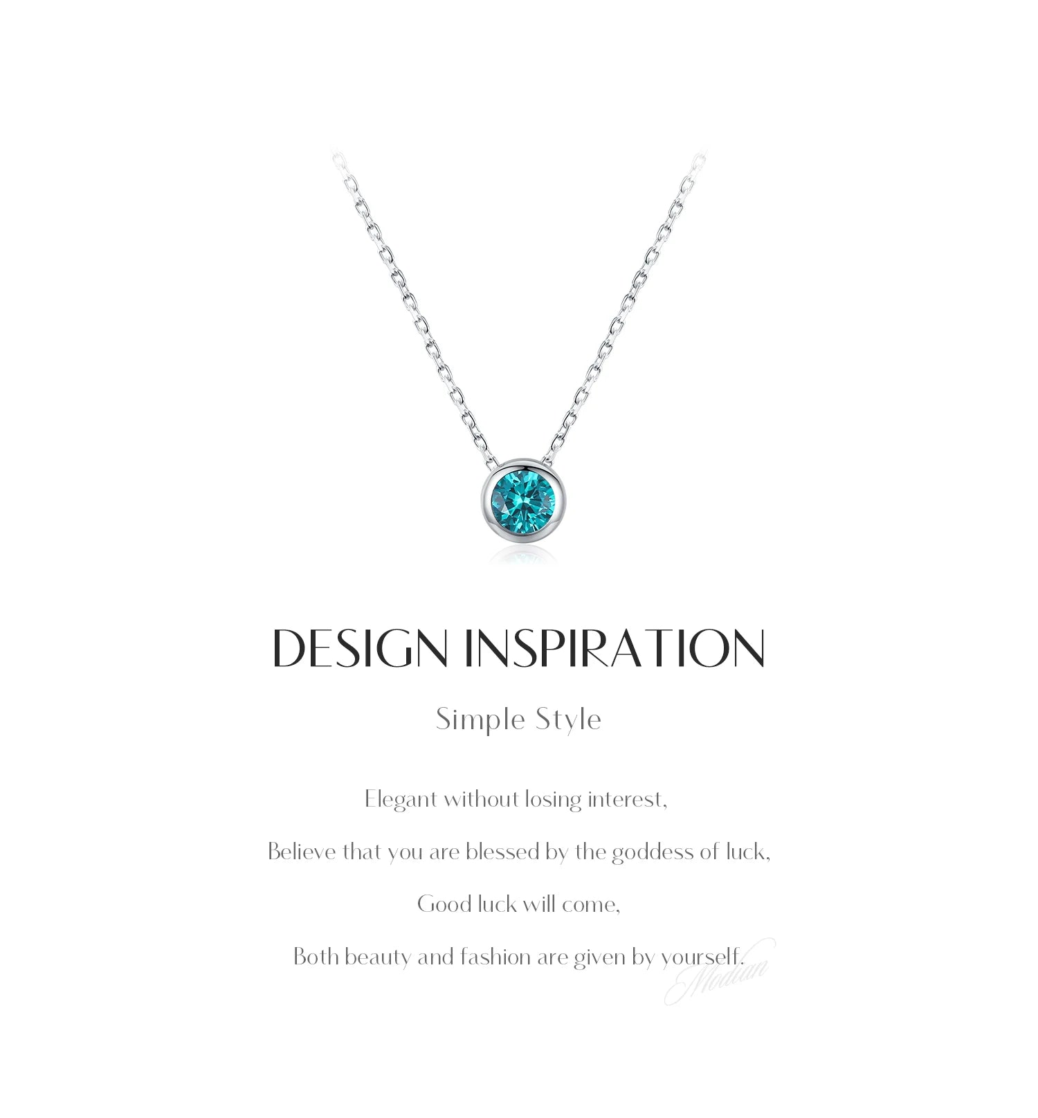 Vixonna Women's Round Zirconia Pendant Necklace 925 Silver White Gold