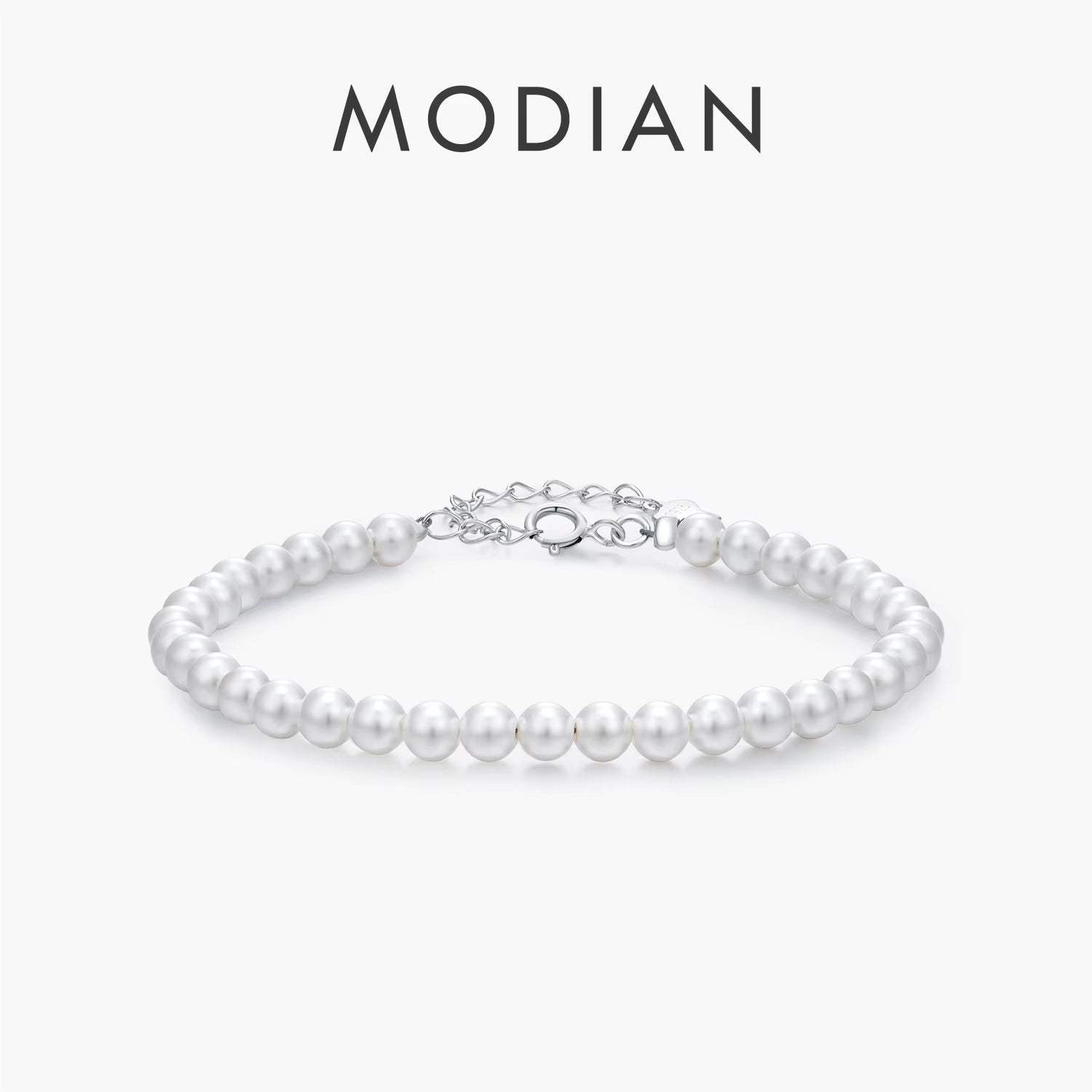 Vixonna Women's Shell Pearl Stackable Bracelet 925 Silver Delicate