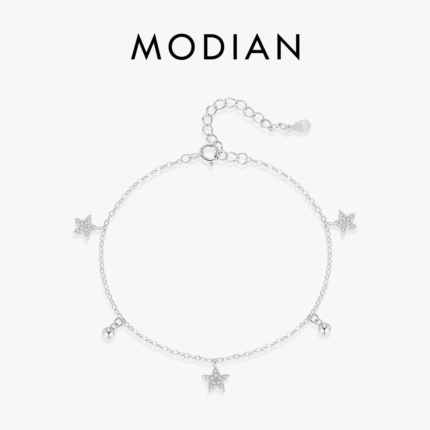 Vixonna Women's Stars Beads Charm Bracelet 925 Silver Link Chain