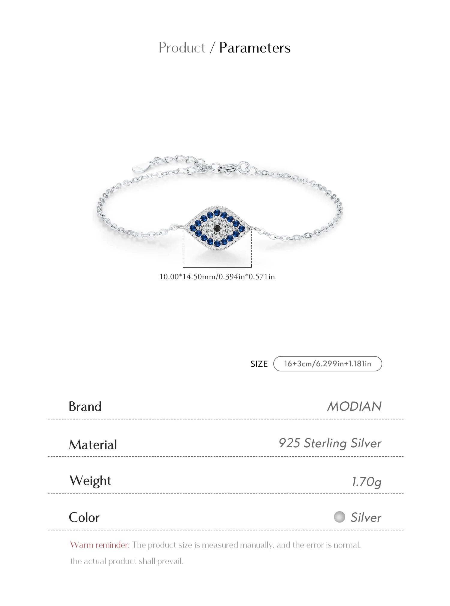 Vixonna Women's Vintage Blue Zirconia Eyes Bracelet 925 Silver