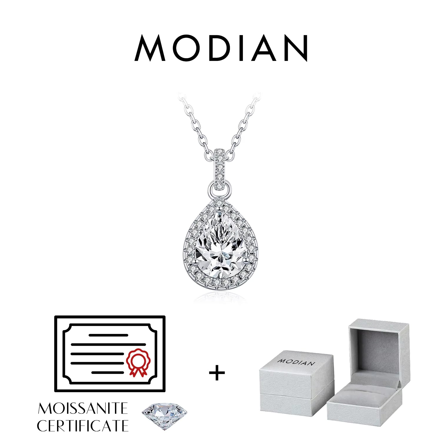 Vixonna Women's Water Drop Moissanite Wedding Necklace 925 Silver 1.2ct