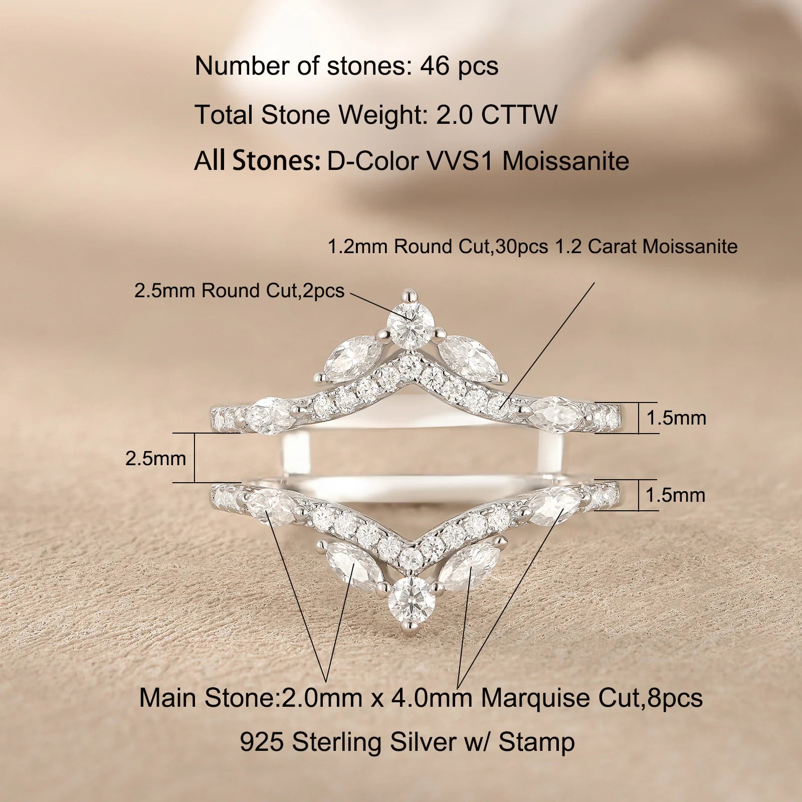 Vixonna Women's Wedding Ring Enhancer Crown Guard Band 925 Silver