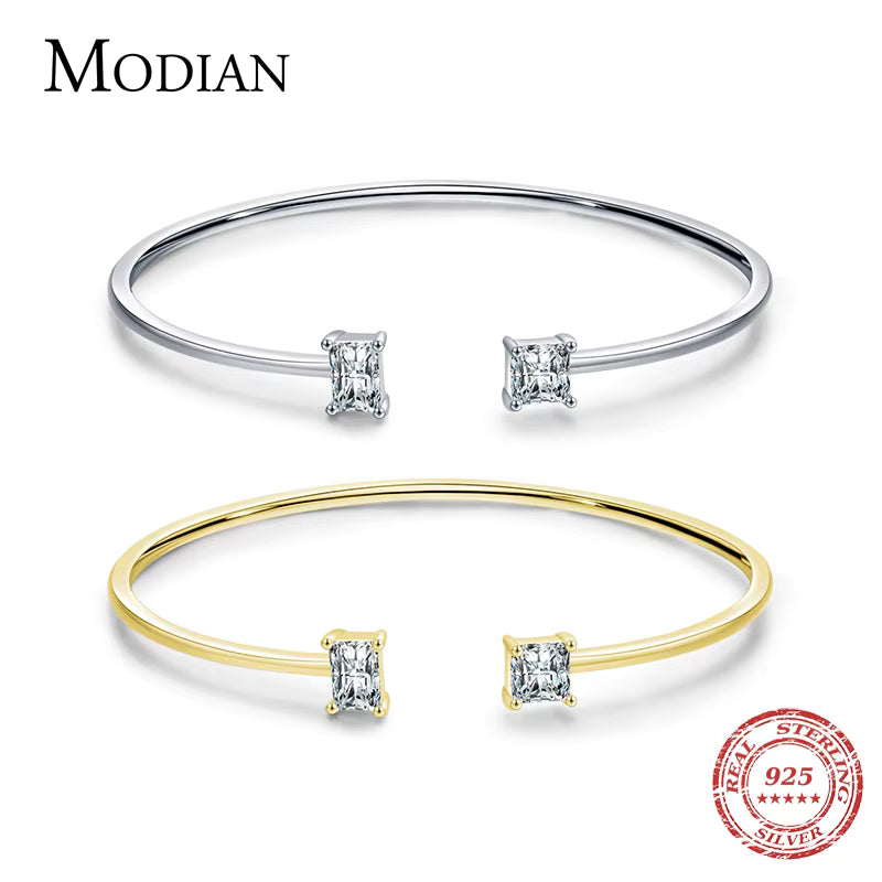 Vixonna Women's Zirconia Open Bangle Bracelet 925 Silver